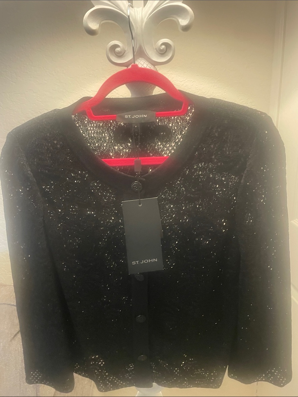 St. John Black Sequin-Embellished Knit Jacket
